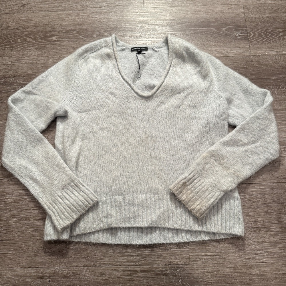 James Perse Sweater Womens 0‎ XS 100% Cashmere V Neck WLTC3067 Minimal Luxury